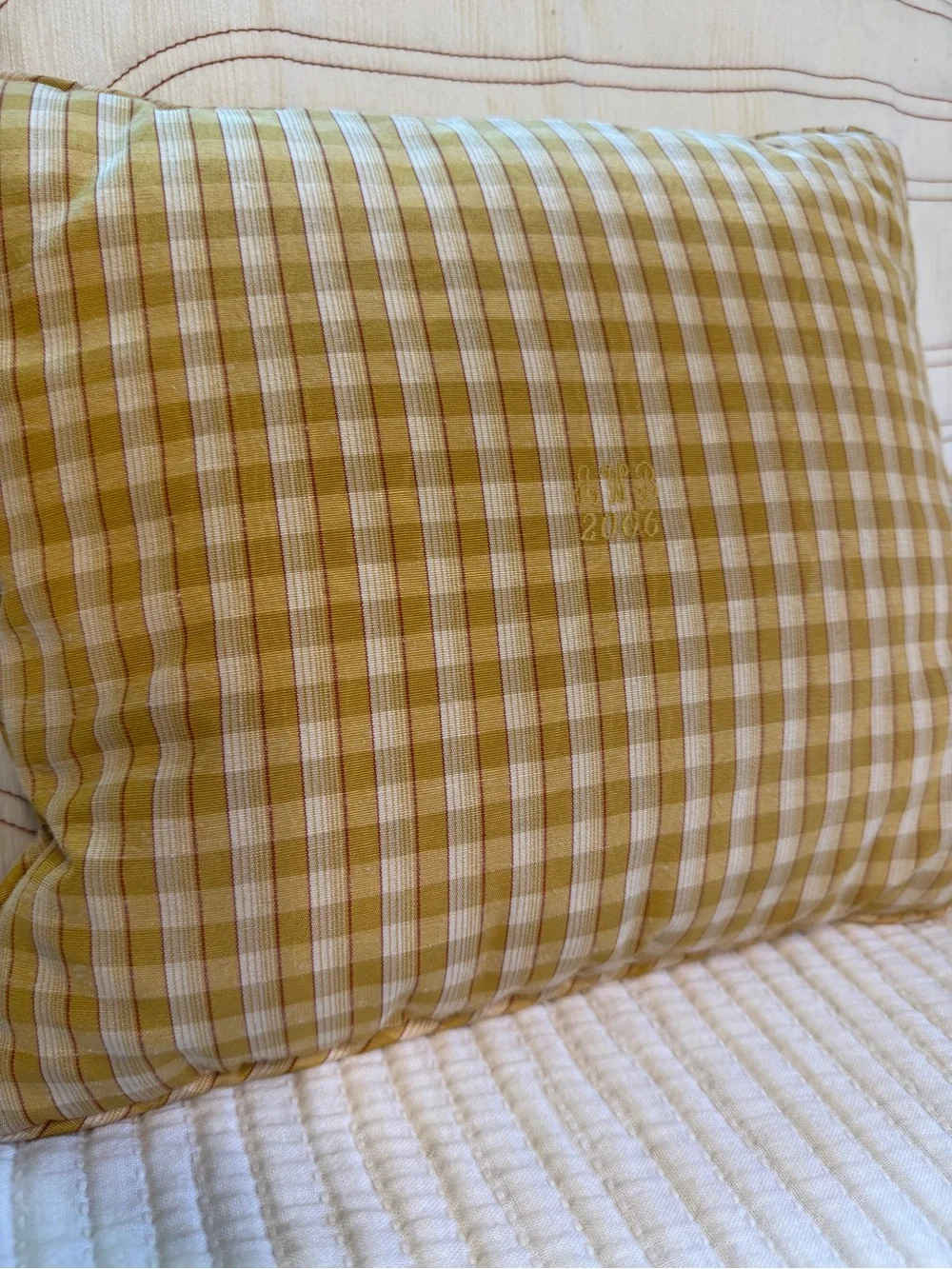Handcrafted Yellow Lemon Butter Yellow Plaid Needlepoint Mini Accent Pillow